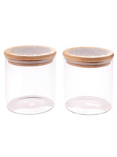 Kuber Industries Borosilicate Glass Jar with Printed Bamboo Lid|Kitchen Organizer Items and Storage|Multi-utility, Leakproof, Airtight Storage Jar for Cookies,Snacks,Tea,Coffee,Sugar|Pack of 2(300ml)
